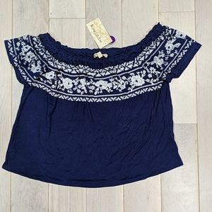 Rewind Navy and White Floral Blouse